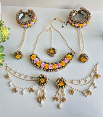Pink and Yellow Flower Jewelry Set