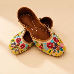 Handcrafted Multicolor Floral Embroidered Punjabi Jutti for Women | Boho Ethnic Mojari | Festive & Casual Wear Footwear