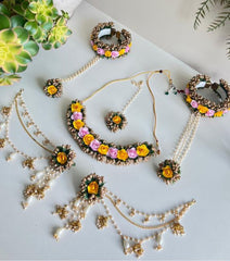 Pink and Yellow Flower Jewelry Set