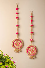 Pink and Golden Color Gota Home Decor Wall Hanging Toran