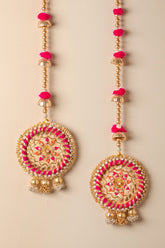 Pink and Golden Color Gota Home Decor Wall Hanging Toran