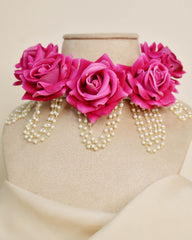 Complete Pink Rose Floral Jewelry Set