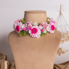 Designer Pink & White Floral Jewelry Set