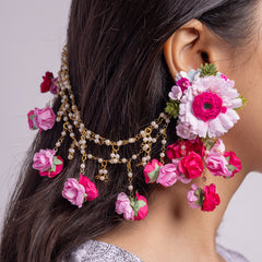 Designer Pink & White Floral Jewelry Set