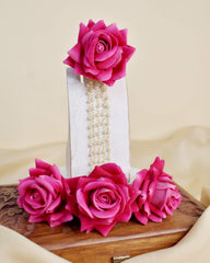 Complete Pink Rose Floral Jewelry Set