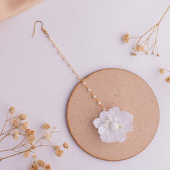 Floral Jewelry with White Roses – Handmade Tikka