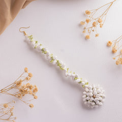 White Mogra Maang Tikka & Earrings
