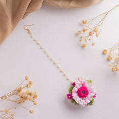 Designer Pink & White Floral Jewelry Set