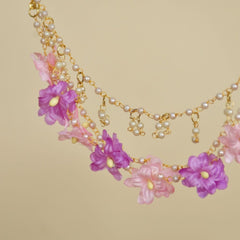 Jhumka Earrings With Pink and Purple Flower Design