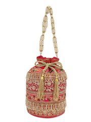 Handmade Red and Golden Work Potli Bages