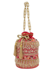 Handmade Red and Golden Work Potli Bages