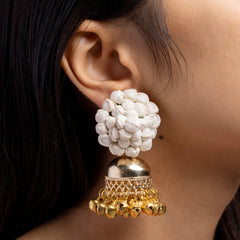Golden Beads White Floral Jewelry for Women's