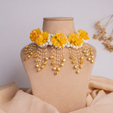 Yellow Floral Jewelry Set with Mogra