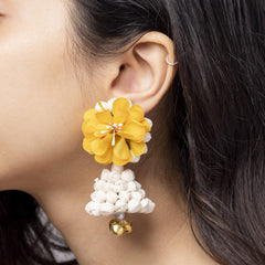 Yellow Floral Jewelry Set with Mogra