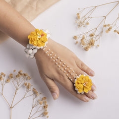 Yellow Floral Jewelry Set with Mogra