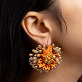 Orange Flower Earrings & Maang Tikka