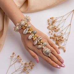 Handmade Shell and Pearl Jewelry Set for Navaratri