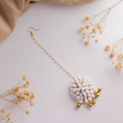 White Floral Jewelry with Golden Bells