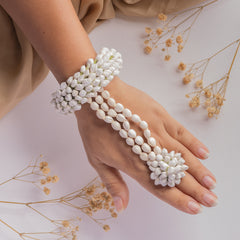 White Floral Jewelry with Golden Bells