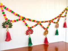 Colorful Pom Pom Gota Door Toran