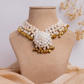 Golden Beads White Floral Jewelry for Women's