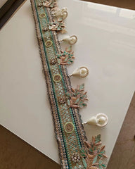 Mirror Work Bandarwal with Pearl Tassels and Leaf Embroidery