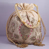 Beautiful Fine Handcrafted Golden Zar-Dousi Work Traditional Wedding Potli Bag