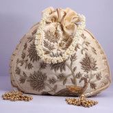 Traditional Zardosi Work Beaded Potli Bag