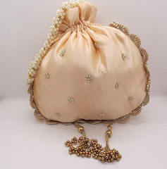 French Knot Women's Zardosi Sequin Embroidered Handbag