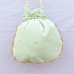 Light Golden Pistachio Green Bag with Zardozi Embroidery