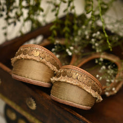 Gold Silk Indian Khussa Punjabi Leather Juttis