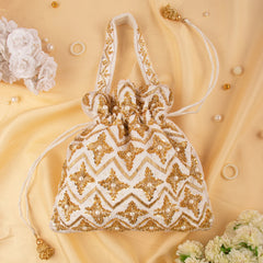 Golden Sequin Bead Embroidery Designer Woman Handbag