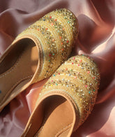 Handmade Golden Embroidered Jutti For Women's
