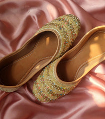 Handmade Golden Embroidered Jutti For Women's