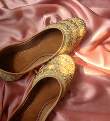 Handmade Golden Embroidered Jutti For Women's