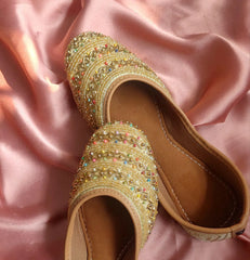 Handmade Golden Embroidered Jutti For Women's