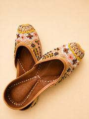 Blush Pink Handcrafted Beaded Punjabi Jutti for Women | Sequin Embellished Ethnic Mojari | Wedding & Festive Footwear