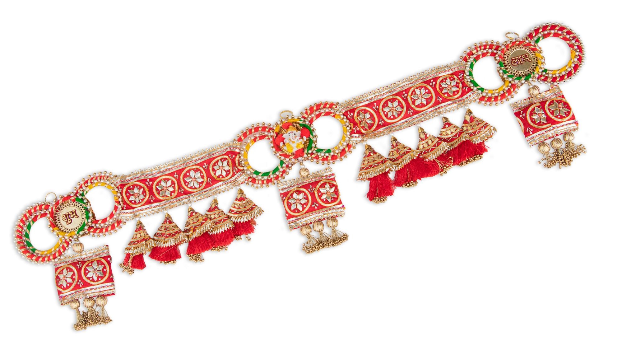 Beautiful Red Circle Handmade Ganesh ji Gota Patti Toran