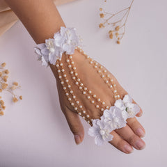 White Flower  Chain Bracelet For Bride