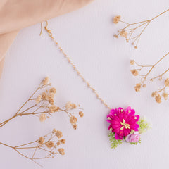 Floral Maang Tikka and Earrings