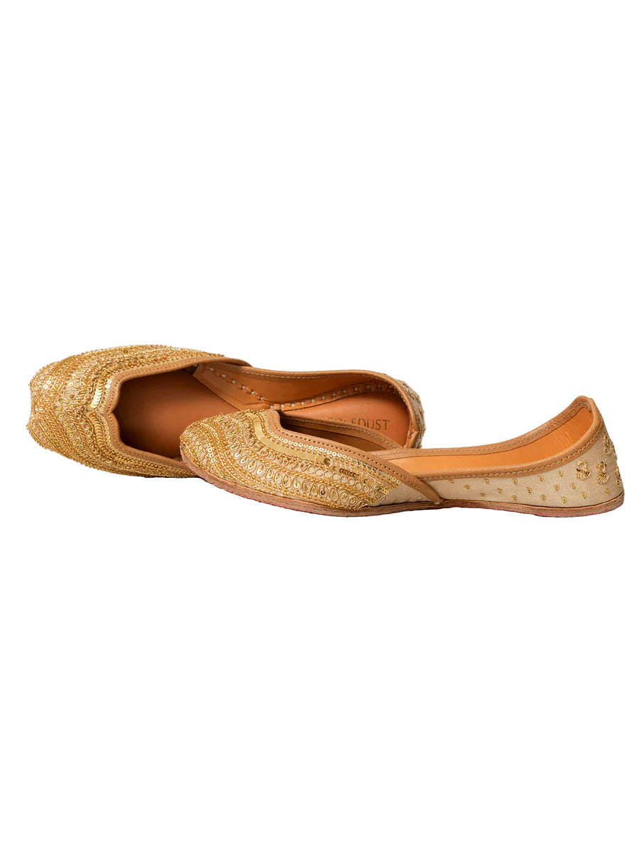 Golden Embroidered Juttis For Women