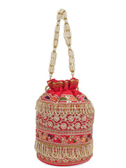Handmade Red and Golden Work Potli Bages