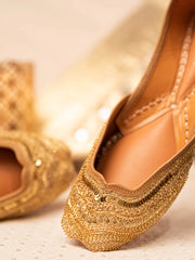 Golden Embroidered Juttis For Women