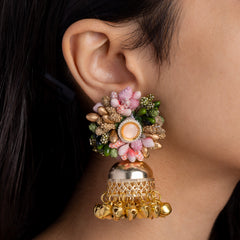 Designer Floral Earrings With Jhumka