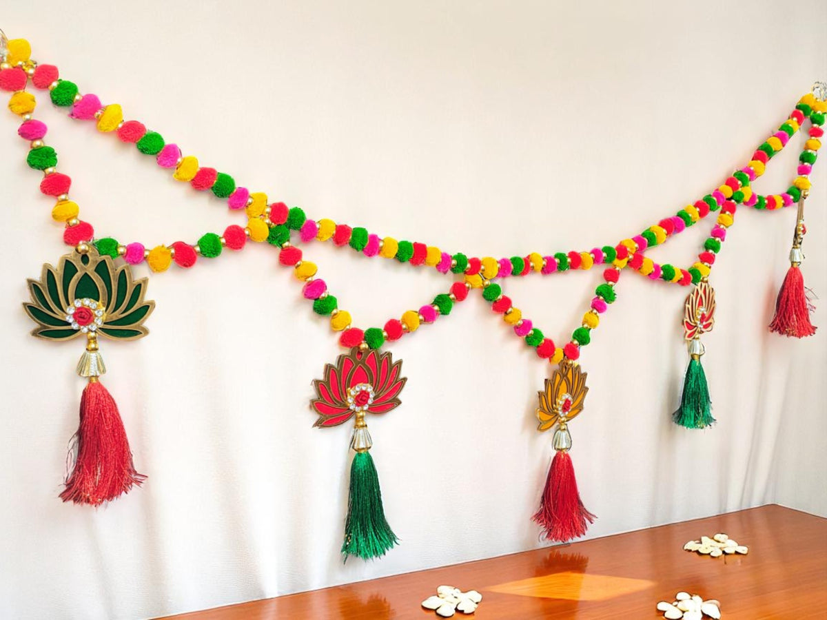 Colorful Pom Pom Gota Door Toran
