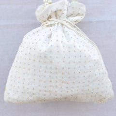 Off White Floral Embroider Designer Potli Purse