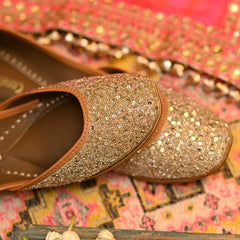 Matte Taupey Gold, Dupion Silk Jutti
