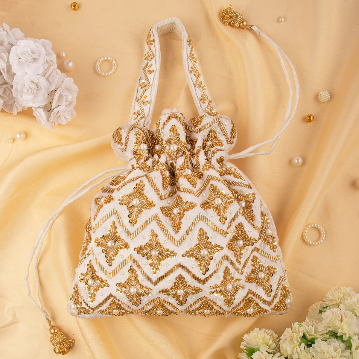 Golden Sequin Bead Embroidery Designer Woman Handbag