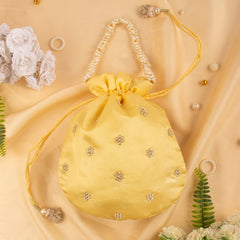 Handmade Golden Embroidery Evening Potli Bag