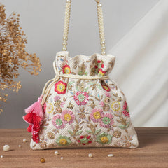 Beautiful Multi Floral Knot Embroidery Wedding Accessory Potli